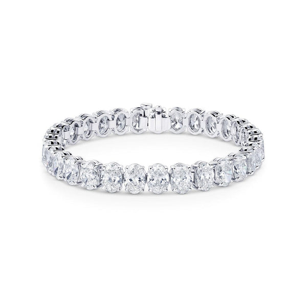 18kt White Gold 30.05ctw Oval Diamond Tennis Bracelet