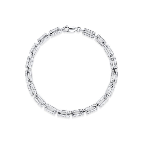 18kt White Gold 1.16ctw Diamond Rectangle Chain Bracelet