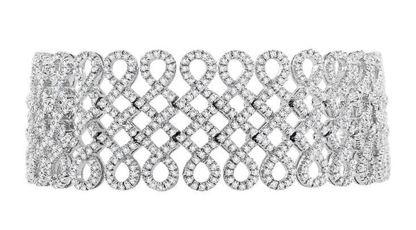 Wide White Gold Diamond Bracelet
